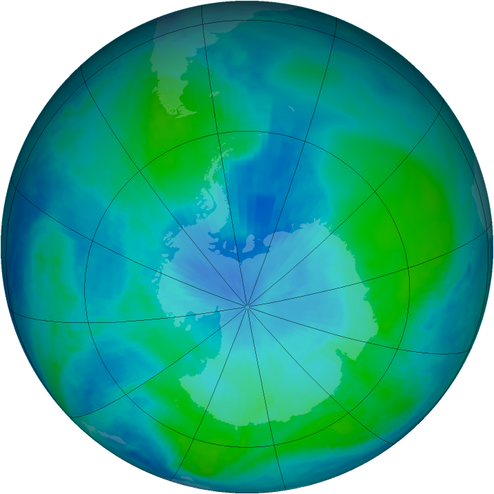 Antarctic ozone map for 05 February 2000